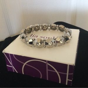 Lia Sophia Amplify Silver with Cut Crystals Stretch Bracelet